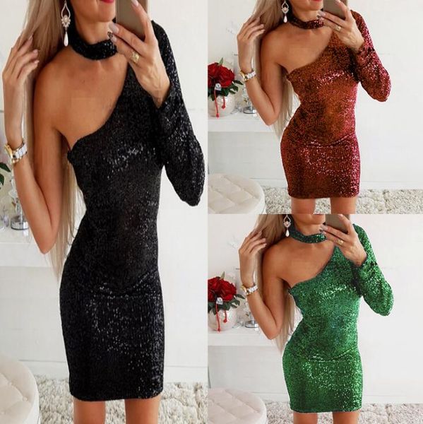 casual dresses evening party women black shiny one shoulder dress bodycon club metallic glitter mini woman clothes, Black;gray
casual dresses evening party women black shiny one shoulder dress bodycon club metallic glitter mini woman clothes, Black;gray