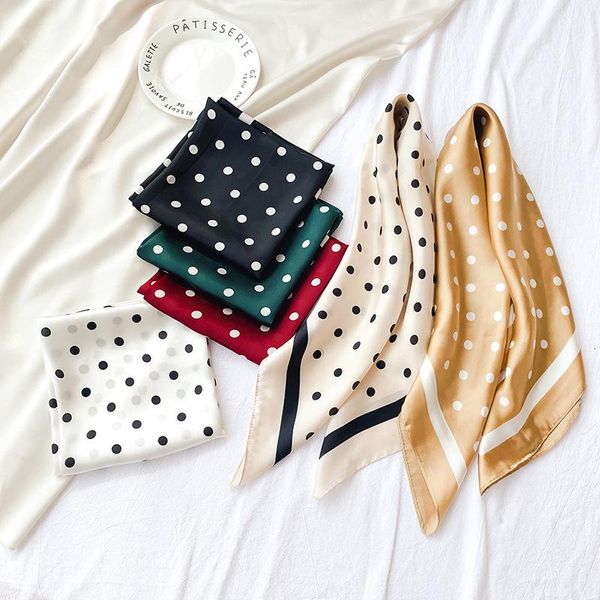 scarves 70 small square scarf silk women's spring and summer 2021 wave dot printed satin professional, Blue;gray 
scarves 70 small square scarf silk women's spring and summer 2021 wave dot printed satin professional, Blue;gray