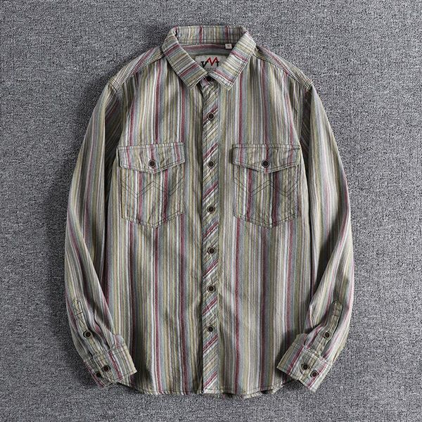 men's casual shirts 2021 autumn japanese khaki vertical stripe youth work shirt trend long sleeve handsome wear 0679, White;black
men's casual shirts 2021 autumn japanese khaki vertical stripe youth work shirt trend long sleeve handsome wear 0679, White;black