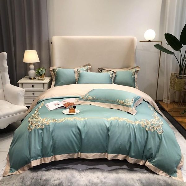 bedding sets 4pcs turquoise green duvet cover set embroidered luxury comforter bed sheet pillow shams king size
bedding sets 4pcs turquoise green duvet cover set embroidered luxury comforter bed sheet pillow shams king size