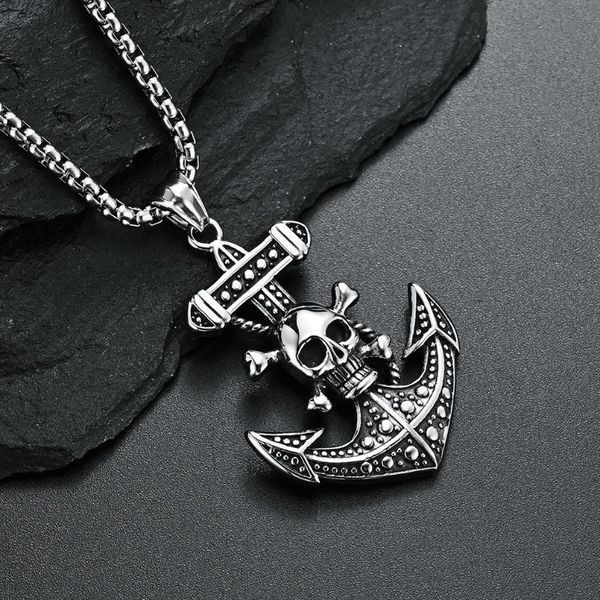 pendant necklaces european and american gothic metal wind boat anchor skull stainless steel street youth bar culture personality necklace, Silver
pendant necklaces european and american gothic metal wind boat anchor skull stainless steel street youth bar culture personality necklace, Silver