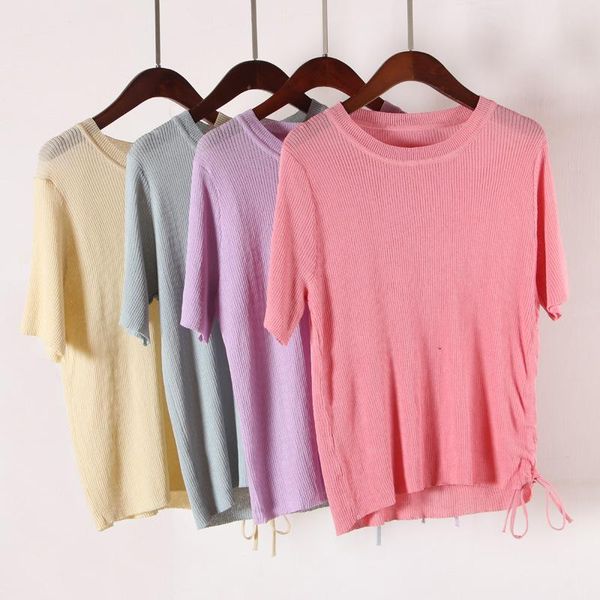 women's t-shirt linen knitted short sleeve t-shirts women 2021 summer shirring solid color o-neck collar thin office lady wild, White
women's t-shirt linen knitted short sleeve t-shirts women 2021 summer shirring solid color o-neck collar thin office lady wild, White