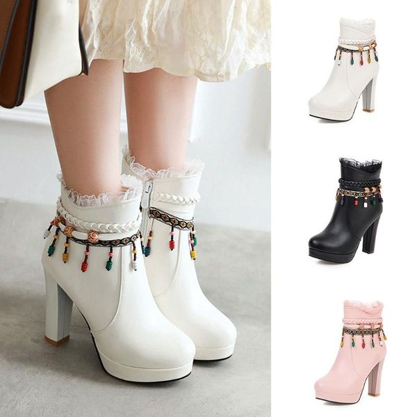 boots women's fashion ladies lace color beads folk-custom high heels ankle winter warm female snow shoes large size m840#, Black
boots women's fashion ladies lace color beads folk-custom high heels ankle winter warm female snow shoes large size m840#, Black