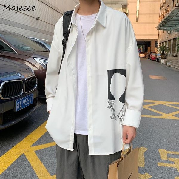 men's casual shirts long sleeve men print turn-down collar japanese style designed all-match simple mens clothes hip hop trends chic, White;black
men's casual shirts long sleeve men print turn-down collar japanese style designed all-match simple mens clothes hip hop trends chic, White;black