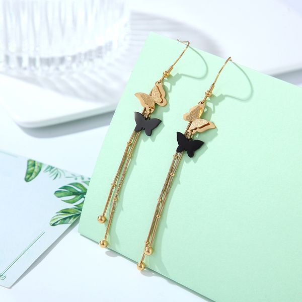 new ear hook frosted butterfly tassel earrings fashion wild woman earring accessories titanium steel jewelry wholesale, Silver
new ear hook frosted butterfly tassel earrings fashion wild woman earring accessories titanium steel jewelry wholesale, Silver