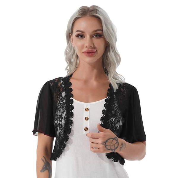 women's jackets elegant women lace crop bolero cardigan casual ruffle chiffon short sleeve open stitch outwear plus size thin jacket c, Black;brown
women's jackets elegant women lace crop bolero cardigan casual ruffle chiffon short sleeve open stitch outwear plus size thin jacket c, Black;brown