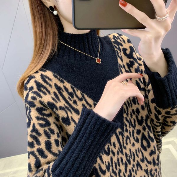 semi turtleneck women's loose fitting autumn winter clothing 2021 new bat sleeve t-shirt with foreign style and leopard print, White;black
semi turtleneck women's loose fitting autumn winter clothing 2021 new bat sleeve t-shirt with foreign style and leopard print, White;black