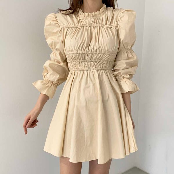 women's t-shirt korean chic french temperament agaric round collar edge sewing tight horn dress women's short sleeve smzc, White
women's t-shirt korean chic french temperament agaric round collar edge sewing tight horn dress women's short sleeve smzc, White