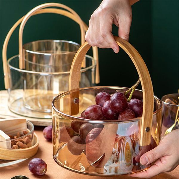 dishes & plates portable glass fruit tray clear ice wine bucket salad bowl family snack storage basket with wooden handle
dishes & plates portable glass fruit tray clear ice wine bucket salad bowl family snack storage basket with wooden handle
