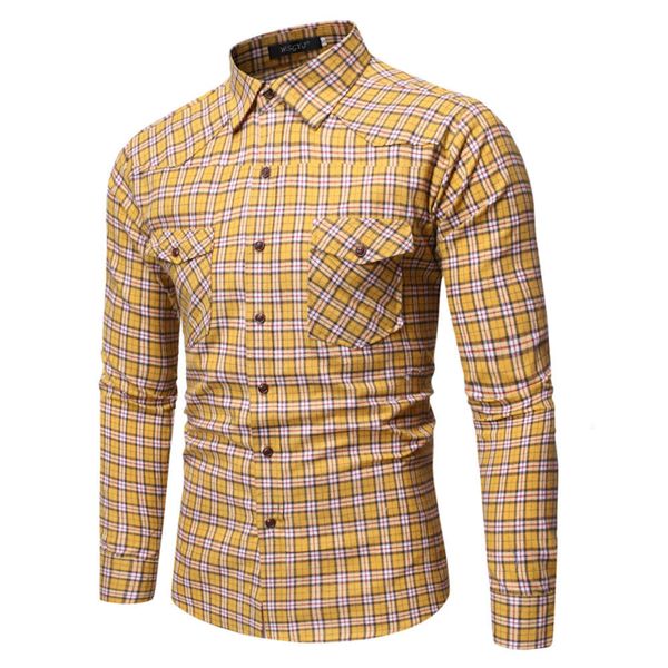 spring new plaid lapel men's long sleeve shirt double pocket casual cardigan cs03, White;black
spring new plaid lapel men's long sleeve shirt double pocket casual cardigan cs03, White;black
