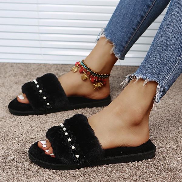 slippers 2022 winter indoor home women open-toe flat shoes lovely pearl chain ladies slides female sandals house, Black
slippers 2022 winter indoor home women open-toe flat shoes lovely pearl chain ladies slides female sandals house, Black