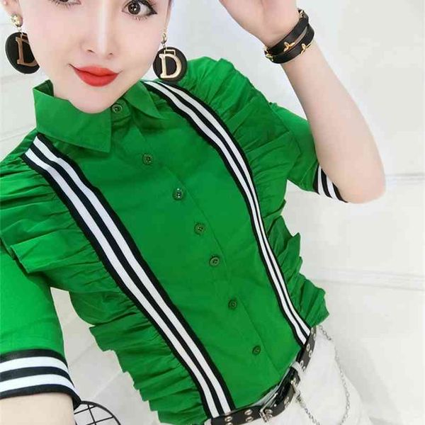 fashion women half sleeve ruffles shirts lady work wear cotton femme blouses 210730, White
fashion women half sleeve ruffles shirts lady work wear cotton femme blouses 210730, White