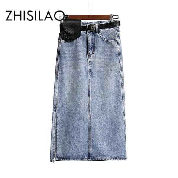long denim skirt women vintage high wasit jeans with belt plus size straight a-line pencil elegant summer chic 210629, Black
long denim skirt women vintage high wasit jeans with belt plus size straight a-line pencil elegant summer chic 210629, Black