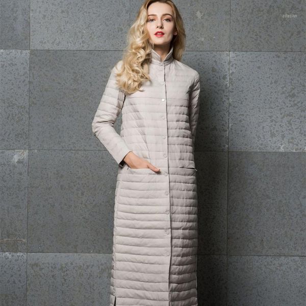 women's down & parkas european and american light thin jacket women over the knee long stand-up collar spot shows slim temperament, Black
women's down & parkas european and american light thin jacket women over the knee long stand-up collar spot shows slim temperament, Black