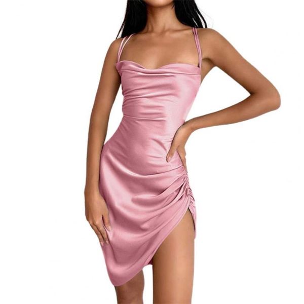casual dresses spaghetti strap solid color satin dress shirring irregular hem backless sling mini streetwear woman summer 2021, Black;gray
casual dresses spaghetti strap solid color satin dress shirring irregular hem backless sling mini streetwear woman summer 2021, Black;gray