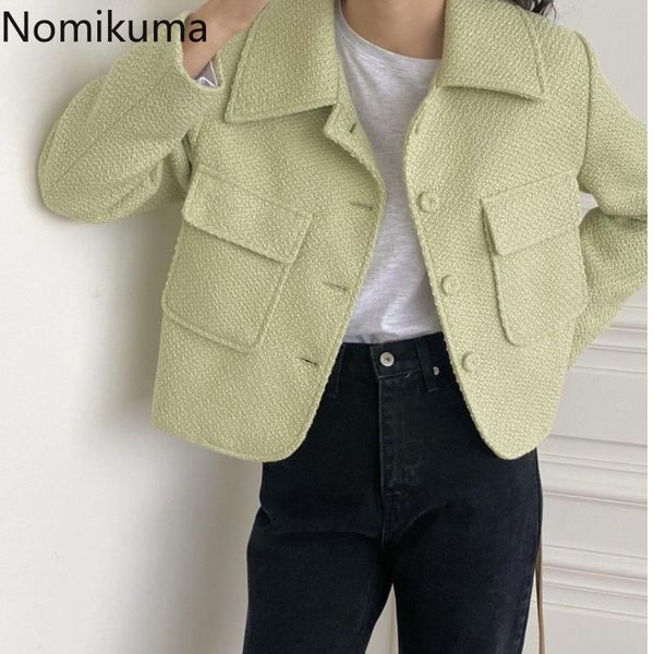 women's jackets nomikuma vintage elegant women turn down collar korean style double pockets long sleeve coats single breasted chic, Black;brown
women's jackets nomikuma vintage elegant women turn down collar korean style double pockets long sleeve coats single breasted chic, Black;brown