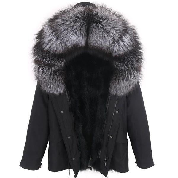 women's fur & faux short parka waterproof big natural raccoon collar outwear warm lining winter jacket women real, Black
women's fur & faux short parka waterproof big natural raccoon collar outwear warm lining winter jacket women real, Black