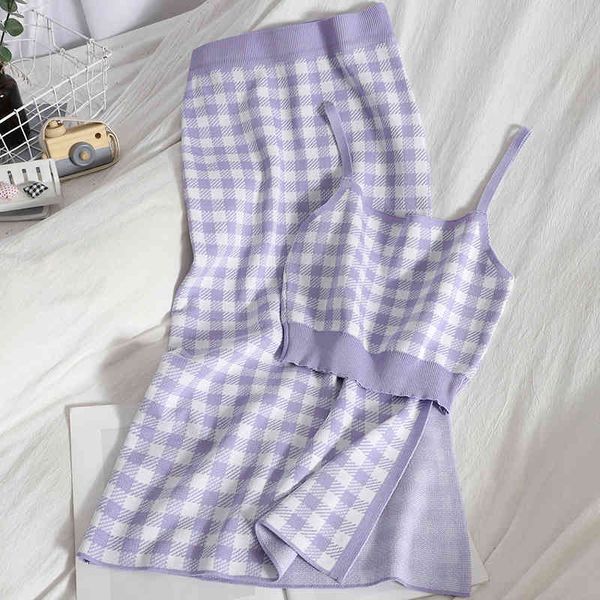 two piece dress sweet plaid knitted set women crop + bodycon split skirt girls vest & suits 2 outfits 4w6p, White
two piece dress sweet plaid knitted set women crop + bodycon split skirt girls vest & suits 2 outfits 4w6p, White
