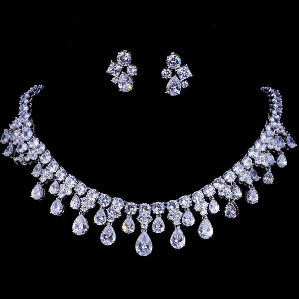 earrings & necklace emmaya zircons white gold color cubic zirconia bridal wedding and earring sets party gift, Silver
earrings & necklace emmaya zircons white gold color cubic zirconia bridal wedding and earring sets party gift, Silver
