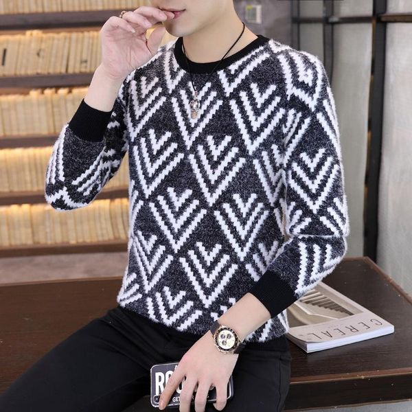 men's sweaters jacquard knitted sweater autumn winter fashion easy match round neck slim knit men, White;black
men's sweaters jacquard knitted sweater autumn winter fashion easy match round neck slim knit men, White;black
