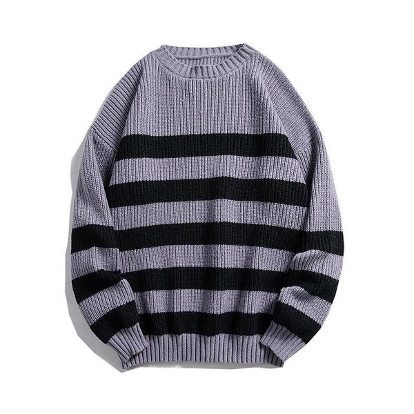 men's sweaters 2021 fall long sleeve sweater youth stripe contrast color round neck casual men, White;black
men's sweaters 2021 fall long sleeve sweater youth stripe contrast color round neck casual men, White;black