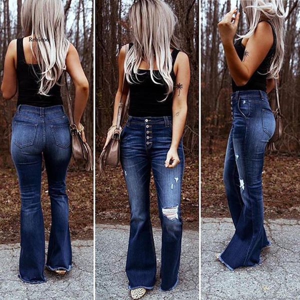 women's jeans vintage hole ripped women wide leg denim flare slim high waist button party trousers bodycon bell bottoms pant, Blue
women's jeans vintage hole ripped women wide leg denim flare slim high waist button party trousers bodycon bell bottoms pant, Blue