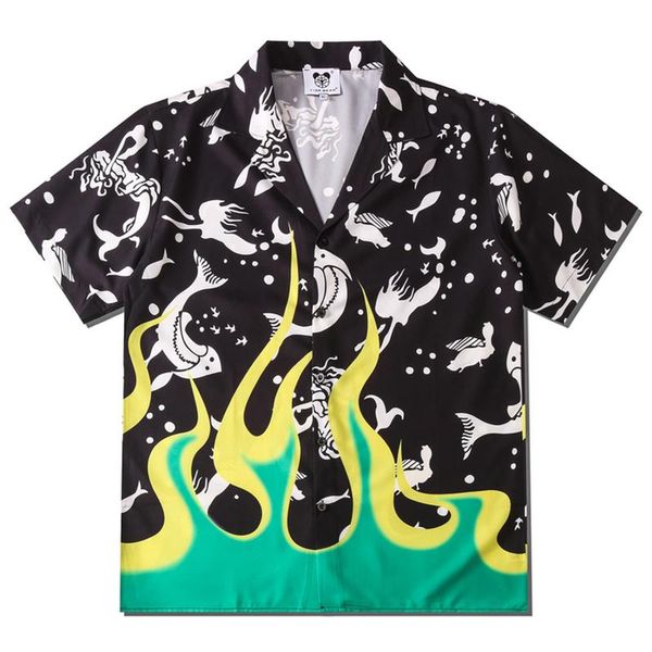 men's casual shirts hawaiian men harajuku flame printed turn-down collar shirt hiphop streetwear holiday male black tropical top, White;black
men's casual shirts hawaiian men harajuku flame printed turn-down collar shirt hiphop streetwear holiday male black tropical top, White;black