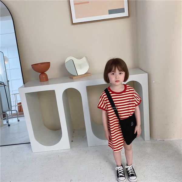 summer fashion girls striped short sleeve straight dress korean style cotton loose children dresses 210615, Red;yellow
summer fashion girls striped short sleeve straight dress korean style cotton loose children dresses 210615, Red;yellow