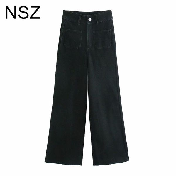 nsz women high waist wide leg straight jeans femme chic loose denim pants ladies trousers, Black;white
nsz women high waist wide leg straight jeans femme chic loose denim pants ladies trousers, Black;white