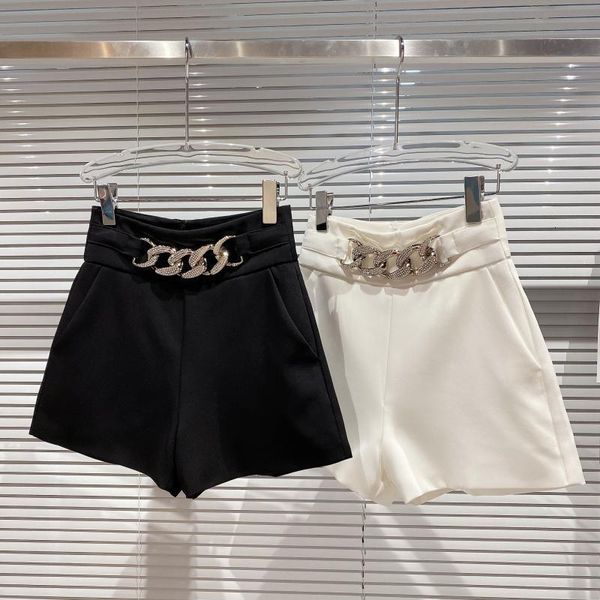 2021 Spring New Solid Color Thin High Waist Strass Metal Chain Design Women's Shorts Cgf8, White;black
2021 Spring New Solid Color Thin High Waist Strass Metal Chain Design Women's Shorts Cgf8, White;black