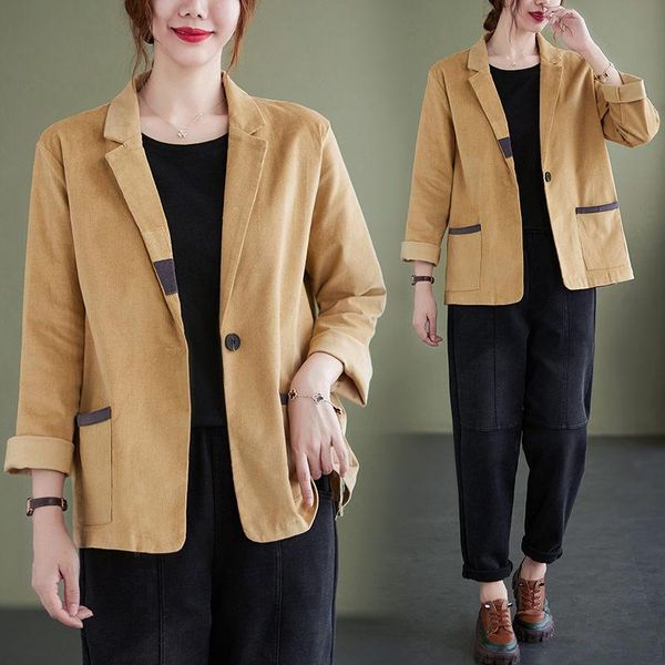 women's suits & blazers simple plus size retro corduroy suit jackets ladies single button casual khaki blazer coats women 2021 autumn s, White;black
women's suits & blazers simple plus size retro corduroy suit jackets ladies single button casual khaki blazer coats women 2021 autumn s, White;black