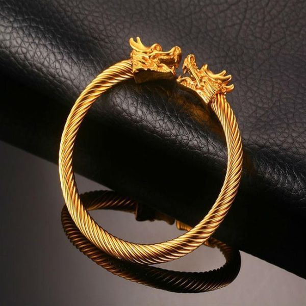 bangle men's classic fashion bracelet chinese style jewelry double dragon headwear open cuff, Black
bangle men's classic fashion bracelet chinese style jewelry double dragon headwear open cuff, Black
