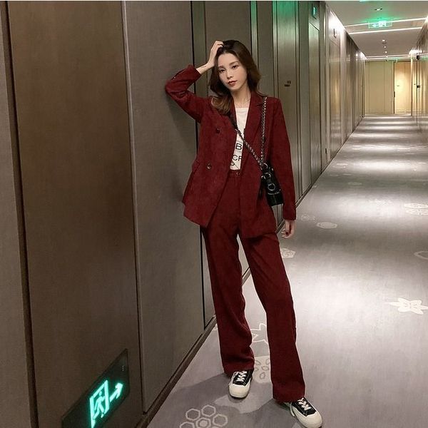 2021 new women spring autumn vintage casual corduroy suit female pocket full sleeve blazer coat+wide leg pants office lady sets l507gjdk, Gray
2021 new women spring autumn vintage casual corduroy suit female pocket full sleeve blazer coat+wide leg pants office lady sets l507gjdk, Gray