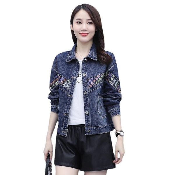 women's jackets female spring autumn fashion loose short korean ins stitching denim jacket women, Black;brown
women's jackets female spring autumn fashion loose short korean ins stitching denim jacket women, Black;brown