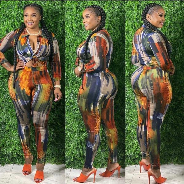 women's tracksuits autumn and winter fashion color printed shirt tight pants suit two-piece, Gray
women's tracksuits autumn and winter fashion color printed shirt tight pants suit two-piece, Gray