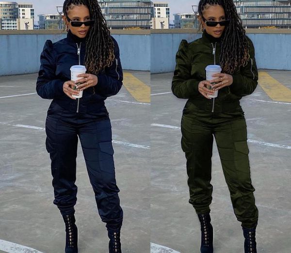 fashion solid women sets zipper stand neck long sleeve pocket cargo pencil pants 2021 spring autumn, White
fashion solid women sets zipper stand neck long sleeve pocket cargo pencil pants 2021 spring autumn, White