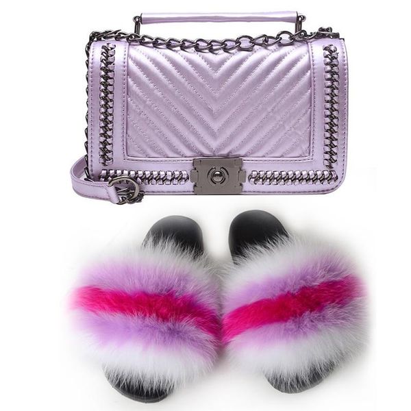 big fur slippers ladies summer fashion outdoor slides with chain handbag messenger bag fur sandals exquisite party set, Black
big fur slippers ladies summer fashion outdoor slides with chain handbag messenger bag fur sandals exquisite party set, Black