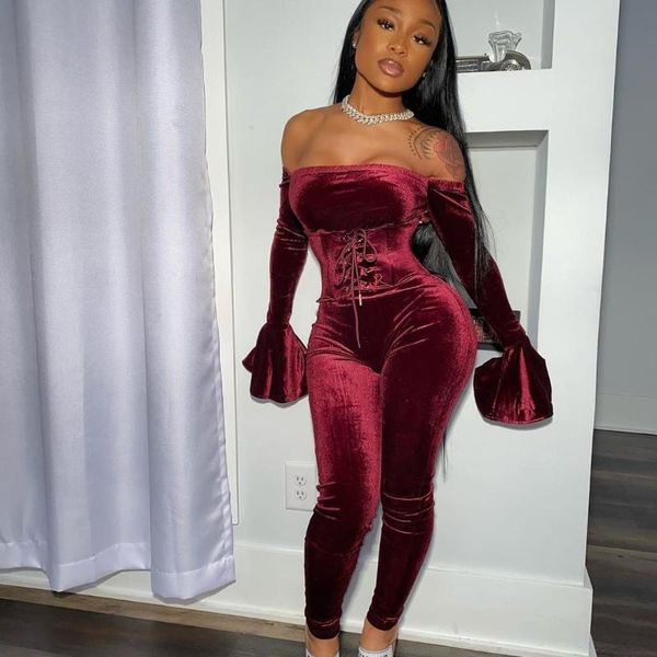 two piece dress solid velvet set flare sleeve women track suit slash neck bodycon jumpsuits lace up bandage belt spring, White
two piece dress solid velvet set flare sleeve women track suit slash neck bodycon jumpsuits lace up bandage belt spring, White