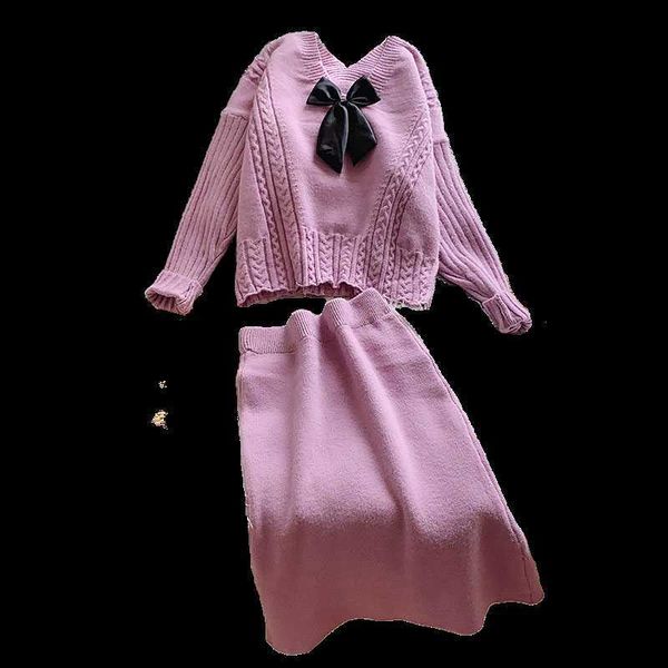 h.sa autumn winter women 2 piece sweater suit knit pullover and skirts bow tied fashion skirts suit pull jumpers sueter mujer 210716, White;black
h.sa autumn winter women 2 piece sweater suit knit pullover and skirts bow tied fashion skirts suit pull jumpers sueter mujer 210716, White;black