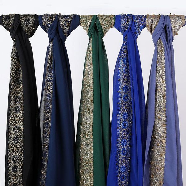 scarves 1pc luxure woman's lace chiffon scarf hijab heavy gold beads shawl glitter floral with pealr plain wrap muslim headscarf bandan, Blue;gray
scarves 1pc luxure woman's lace chiffon scarf hijab heavy gold beads shawl glitter floral with pealr plain wrap muslim headscarf bandan, Blue;gray