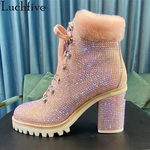 boots rhinestones wool women's chunky high heels party shoes round toe platform ankle big size pink winter botas mujer, Black
boots rhinestones wool women's chunky high heels party shoes round toe platform ankle big size pink winter botas mujer, Black