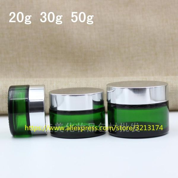 storage bottles & jars 20g 30g 50g green glass cream jar with shiny silver aluminum lid, cosmetic eye mask facial lotion container
storage bottles & jars 20g 30g 50g green glass cream jar with shiny silver aluminum lid, cosmetic eye mask facial lotion container