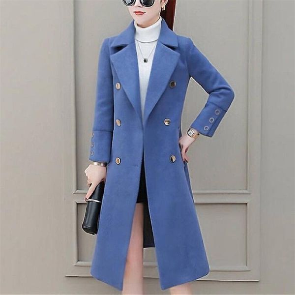 women's wool & blends autumn winter jacket women double breasted coats elegant overcoat basic coat pockets woolen long top, Black
women's wool & blends autumn winter jacket women double breasted coats elegant overcoat basic coat pockets woolen long top, Black