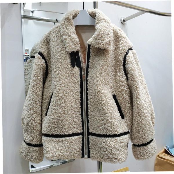 women's fur & faux 2021 winter long sleeve lambswool short coat loose casual khaki stand collar zipper female outwear warm korean fashi, Black
women's fur & faux 2021 winter long sleeve lambswool short coat loose casual khaki stand collar zipper female outwear warm korean fashi, Black