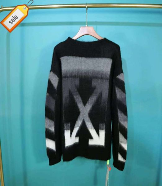 knitted loose neck pullover round sweater off mohair fading white 20fw for men and women, White;black
knitted loose neck pullover round sweater off mohair fading white 20fw for men and women, White;black