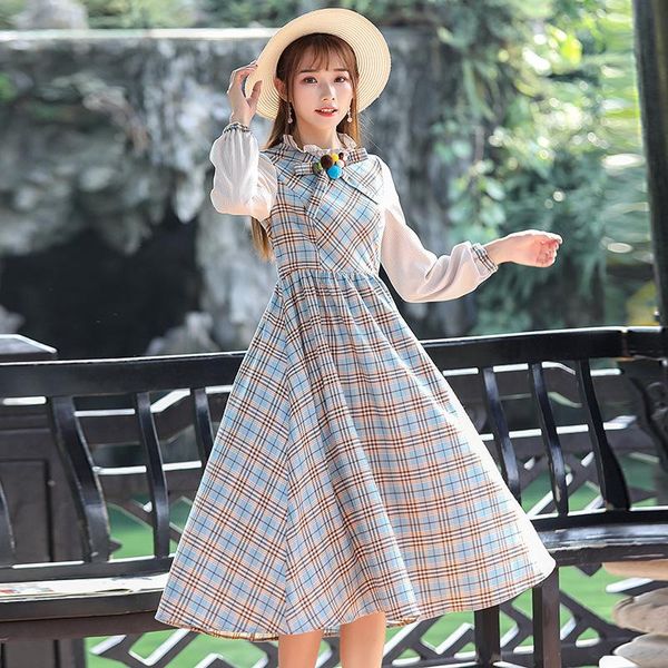 casual dresses makuluya women's vintage preppy style cotton linen slim plaid fake two-piece pleated long sleeve female sweet qw, Black;gray
casual dresses makuluya women's vintage preppy style cotton linen slim plaid fake two-piece pleated long sleeve female sweet qw, Black;gray