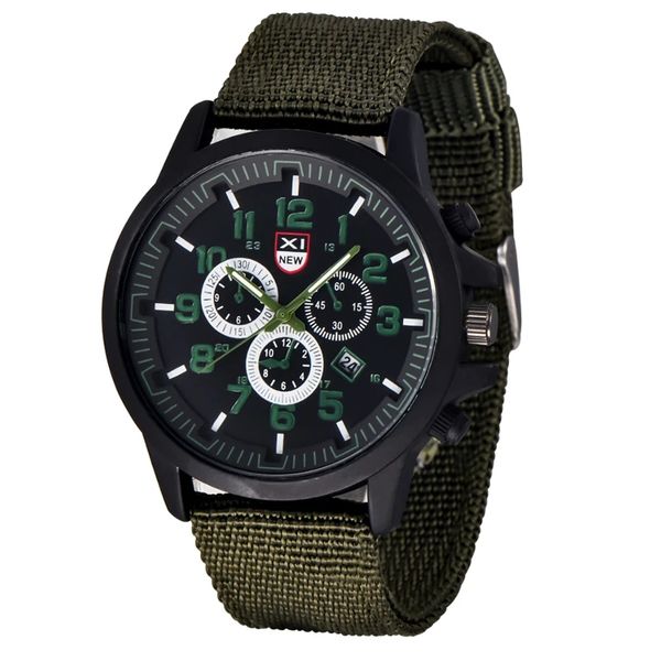 military casual men nylon canvas band data display waterproof large dial sport quartz watch - green black, Slivery;brown
military casual men nylon canvas band data display waterproof large dial sport quartz watch - green black, Slivery;brown