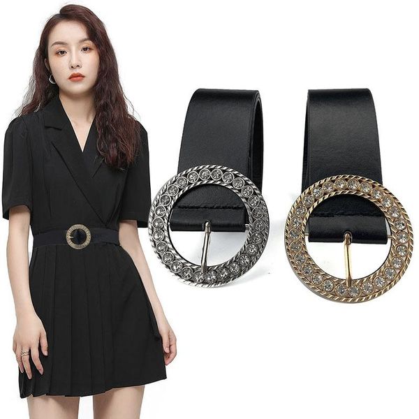 belts leather ladies belt round rhinestone pin buckle diamond jeans fashion dress girdle for women luxury designer brand, Black;brown
belts leather ladies belt round rhinestone pin buckle diamond jeans fashion dress girdle for women luxury designer brand, Black;brown