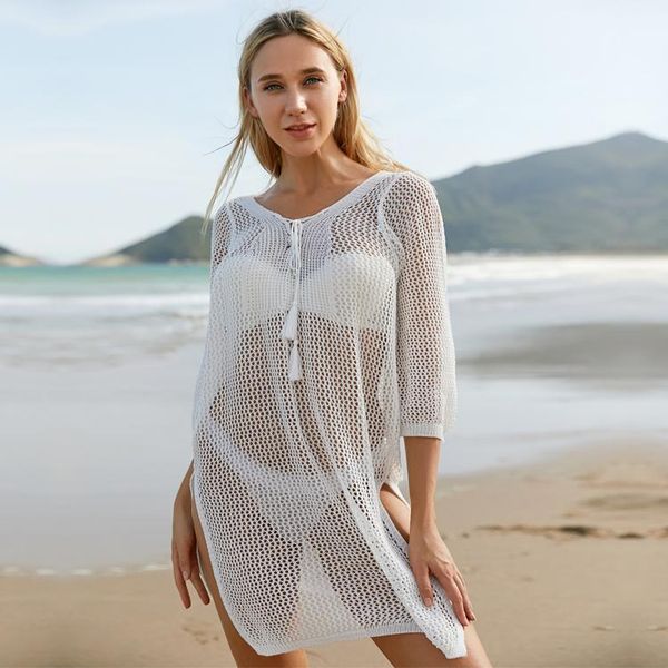 women's swimwear women knitted swimsuit hollow out crochet beachwear dress, White;black
women's swimwear women knitted swimsuit hollow out crochet beachwear dress, White;black