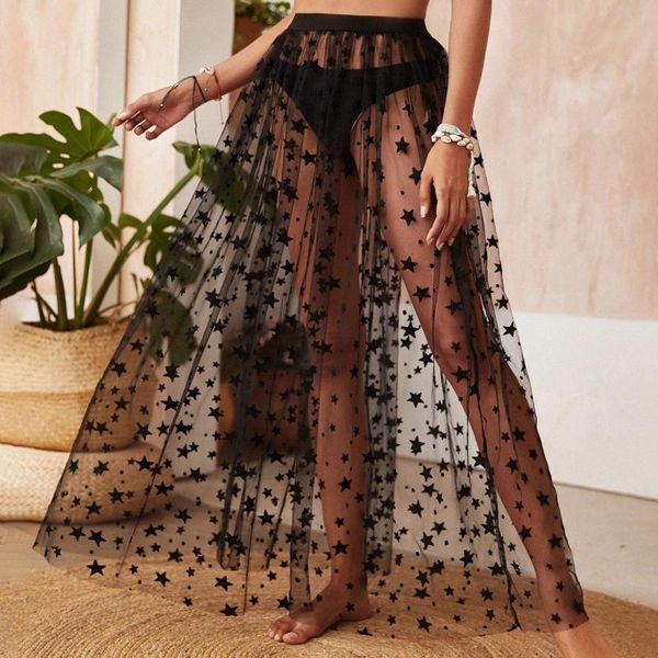 skirts 2021 elegant women skirt casual summer perspective belt elastic high waist long mesh pleated female jupe, Black
skirts 2021 elegant women skirt casual summer perspective belt elastic high waist long mesh pleated female jupe, Black